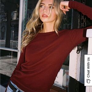 John Galt Burgundy Long Sleeve Top